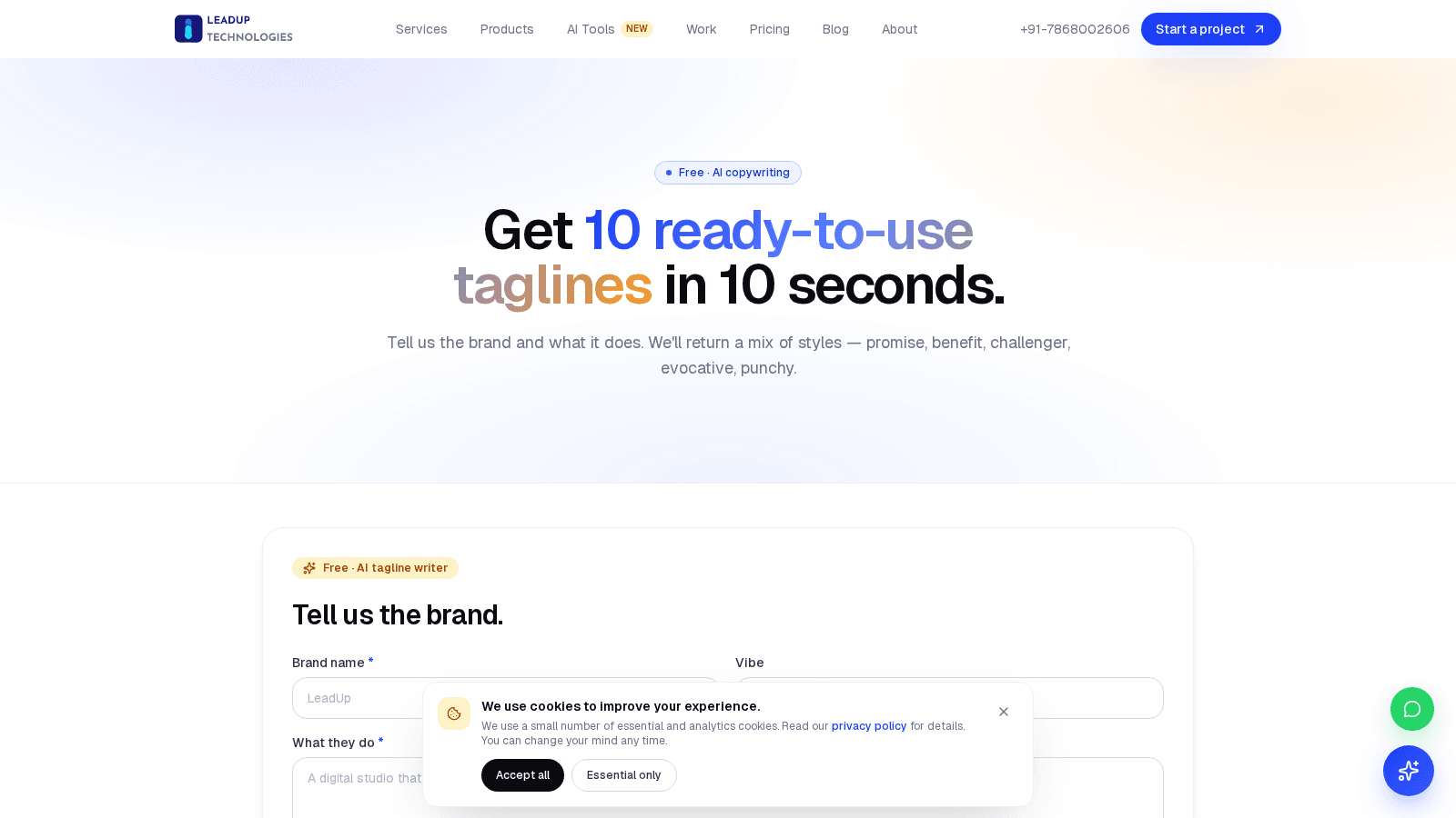 Tagline Generator preview