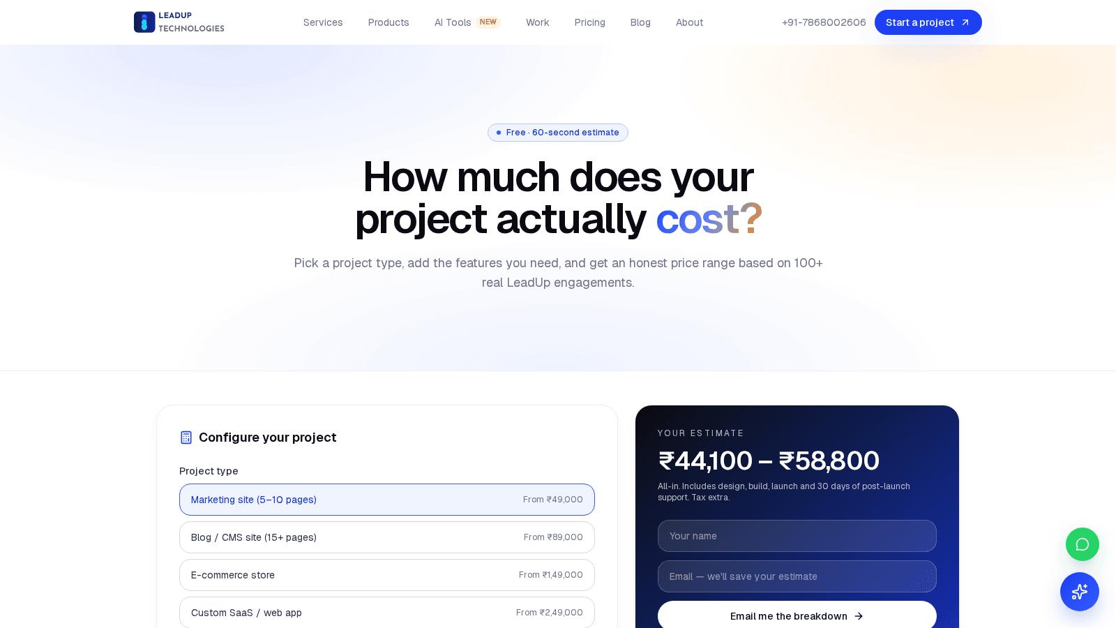 Website Cost Calculator preview