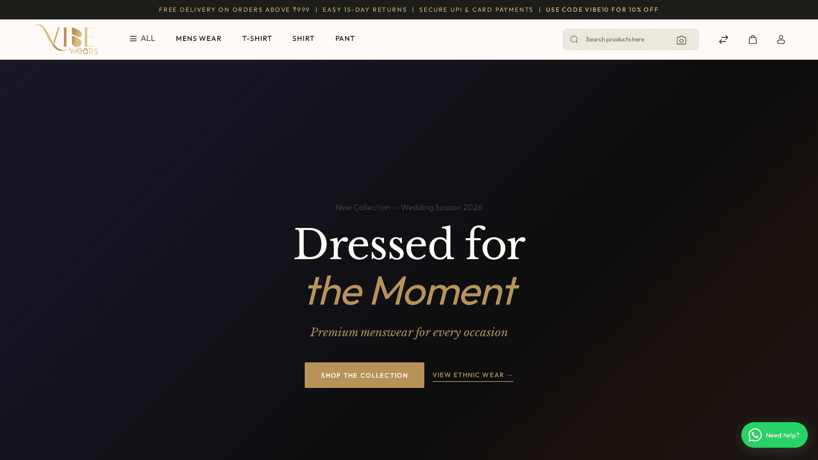 Vibe Menswear — D2C Apparel